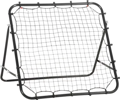 Obrázek produktu pro Rebounder odrazová síť – tréninková síť – nastavitelný úhel – kovový rám – 96 × 80 × 96 cm – černá