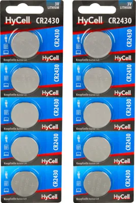 Produktbild von HyCell 10er Pack Lithium Knopfzellen CR2430 3V - Knopfbatterien - 10 Stück