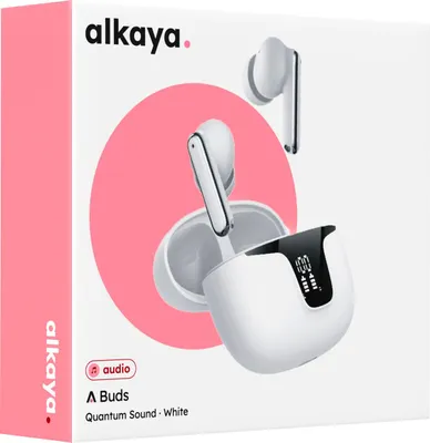 Produktbild von alkaya A Buds Quantum Sound Bluetooth Kopfhörer mit Display Ladestatus weiss