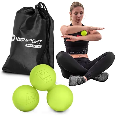 Produktbild von Hop-Sport  Fitness-Set Massagebälle aus Silikon zur Selbstmassage bei Muskelschmerzen - Limettengrün