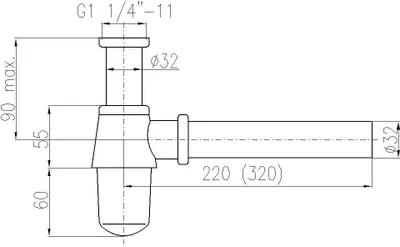 Immagine prodotto di Slezák-RAV Slezák RAV MD0545 Sifone per lavabo MD0545/30 - lunghezza del tubo nella parete 30 cm ø 32, Colore: cromo, Dimensioni: 30 cm