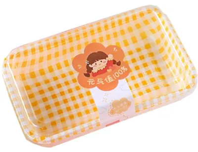 25er-Set Dessertboxen aus Kunststoff, gelb, mit Deckel, 18x11x5,3 cm