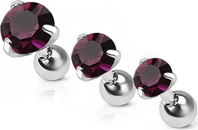 Produktbild von Autiga® Ohr Piercing Zirkonia Stecker Tragus Helix Cartilage Barbell Kristalle Chirurgenstahl  Kugel Ø 3 mm