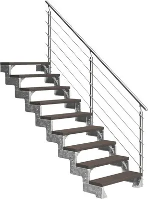 Produktbild von Aussentreppe Pertura Tallis mit Prova Geländer 9 Steigungen 80 cm dunkelbraun