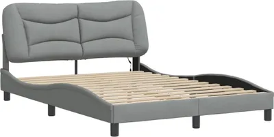 Productafbeelding van vidaXL Bedframe met LED-verlichting, zonder matras, "Hvar", lichtgrijs, 140x190 cm, stof