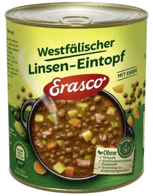 Produktbild von Erasco Westfälischer Linsen Eintopf mit Essig verfeinert 800g