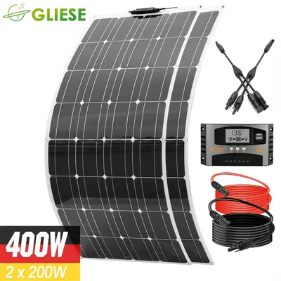 Produktbild von 400W 18V Flexibel Solarpanel Solarmodule Kit Mono für Balkonkraftwerk Wohnmobil Camping RV