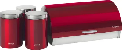 Immagine prodotto di Briebe BB1161 Set di contenitori per il pane +3 in robusto acciaio inossidabile Design moderno Rosso/acciaio inossidabile