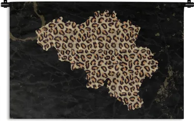 Produktbild von MuchoWow® Wandteppich Wandbehang Karte - Belgien - Pantherdruck 90x60 cm Tapisserie Dekoration Wandtuch - Wandskulpturen - Bildteppich