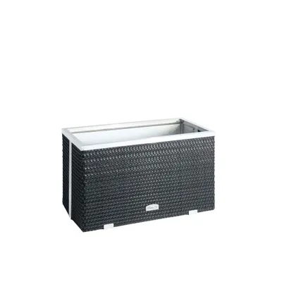 Produktbild von Rattan-Pflanzkübel mit Alubeschlägen Anthrazit 70 x 38 x 40 cm