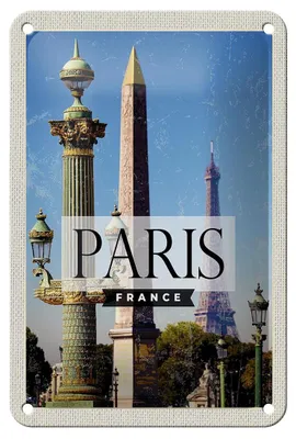 Produktbild von Blechschild Reise 12x18cm Paris France Retro Architektur Dekoration