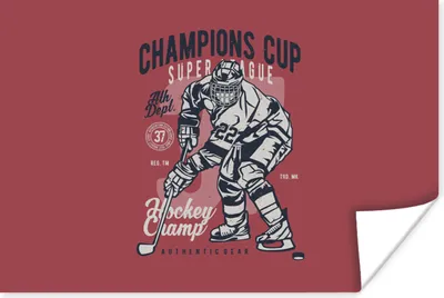 Produktbild von MuchoWow® Poster Eishockey-Schlittschuhe - Sport - Vintage 120x80 cm - Bilder