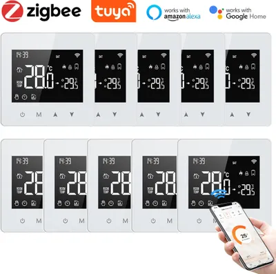 Produktbild von 10X Tuya ZigBee Smart Thermostat 3A Wasser-/Gaskessel Raumthermostat, APP-Steuerung, Home/Alexa Sprachsteuerung, Wöchentlich programmierbar