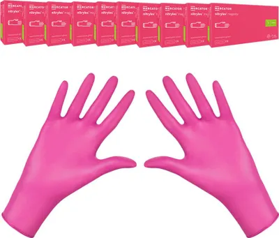 Produktbild von Nitrilhandschuhe, Größe S, rosa, Mercator Nitrylex Magenta, 100 Stück, Karton, 10er-Packung