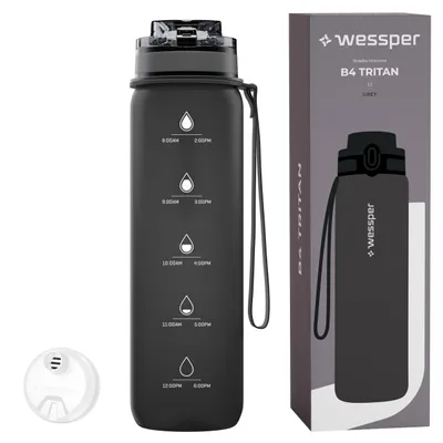Produktbild von Wessper B4 Tritan Trinkflasche 1L mit Actitex™ Filter – BPA Free, Gray
