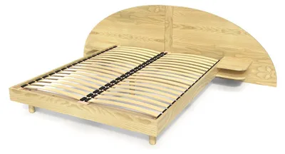 Productafbeelding van Houten tweepersoonsbed 140x190 met hoofdeinde en nachtkastjes, model ARC - Kleur: honingbruin