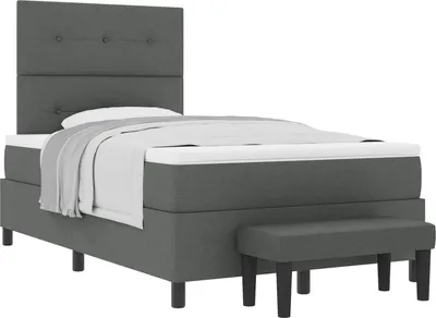 Immagine prodotto di vidaXL Letto a molle con materasso grigio scuro 120 x 200 cm in tessuto