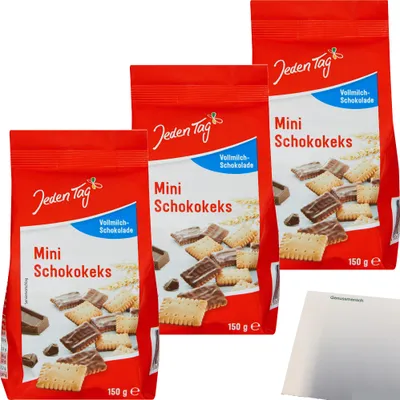 Produktbild von Jeden Tag Mini Schokokeks 3er Pack (3x150g Packung) + usy Block