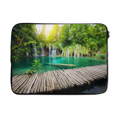 Produktbild von MuchoWow® Laptop Hülle 14 ZollBrücke - Wasserfall - Natur Laptoptasche - Laptoptasche - Stoßsicher - Schutzhaube