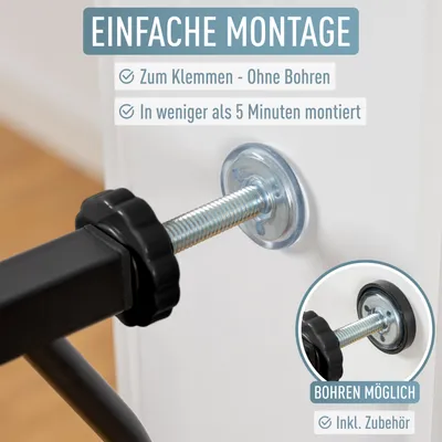 Produktbild von Treppengitter Türschutzgitter Treppenschutzgitter ohne Bohren Berrin XXL 135-145 cm schwarz ib style®