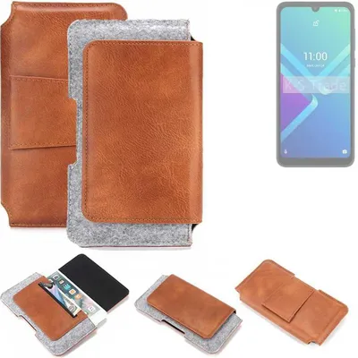 Produktbild von K-S-Trade Handyhülle Schutzhülle kompatibel mit Wiko Y82 Gürteltasche Holster Gürtel Tasche Smartphone Tasche Handy Hülle Polyurethan+ Filz, braun (1x)