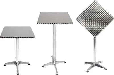 Produktbild von 2 Stück Bistrostehtisch Terrassentisch Aluminium 60x60cm H70/110cm Balkontisch Gartentisch Bistrotisch klappbar höhenverstellbar