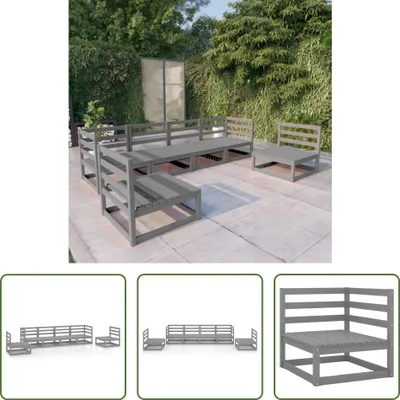 Produktbild von The Living Store 6-tlg. Garten-Lounge-Set Grau Massivholz Kiefer