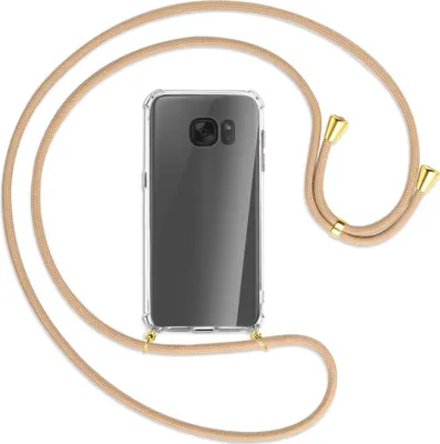 Produktbild von Handykette Backcover-Schutzhülle mit Band (Metall goldfarben) für Samsung Galaxy S7 - beige