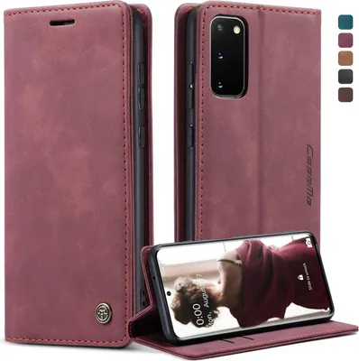 Produktbild von CaseMe Samsung Galaxy S20 Handyhülle Leder Flip Case Weinrot