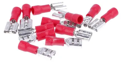 100 Stück Faston Flachsteckhülsen, weiblich, 22-16 AWG, rot