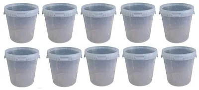 Produktbild von SILPLAST Eimer mit Deckel 30L x 10 Kunststoffeimer 30 Liter lebensmittelecht stapelbar Plastikeimer leer Transparent
