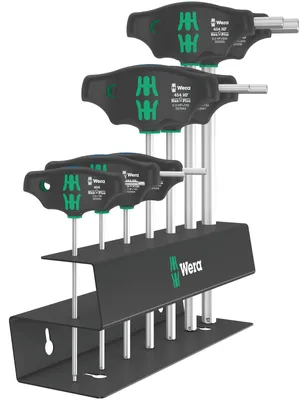 Image de Jeu de tournevis à poignée en T sur support, 7 pièces, 2,5-10 mm, avec fonction de maintien et entraînement latéral, Wera | 4013288221742