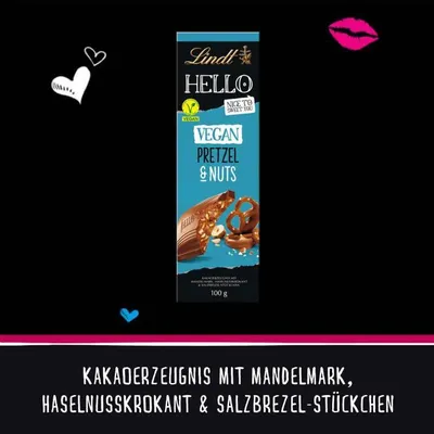 Produktbild von Lindt Hello Vegan Pretzel & Nuts Tafel 100g