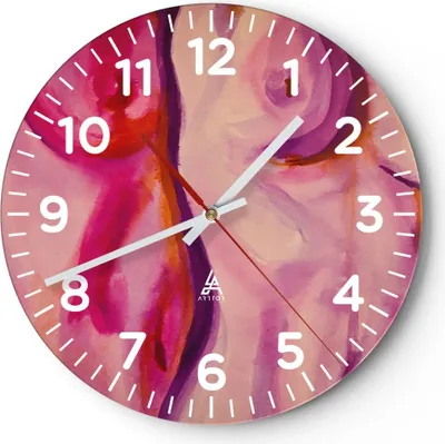 Produktbild von Wanduhr - Rund - Glasuhr - Frau Tat Körper - 30x30cm - Schleichendes Uhrwerk - Lautlos - zum Aufhängen bereit - Dekoration Modern - Wanddekoration aus Glas - C4AR30x30-3812