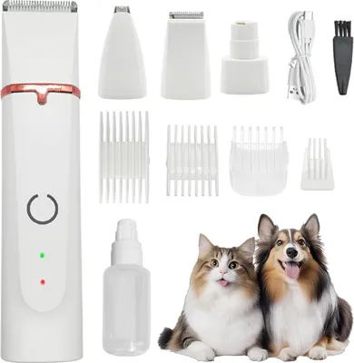 Produktbild von Kabelloses Haustier Pflege Set 4-in-1, leise, wiederaufladbar, mit Dual-Geschwindigkeit, Krallenfeile & Felltrimmer, für Hunde & Katzen