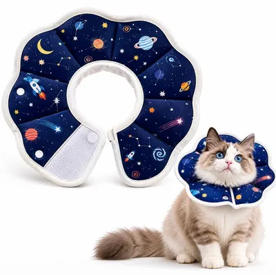 Produktbild von Katzen Halskrause Verstellbar, Leckschutzkragen für Katzen und Kleine Hunde, Weich Gepolstert, Nach OP, Hautproblemen und Kastration