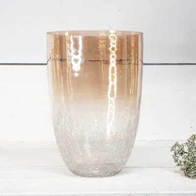 Produktbild von Vase aus weiß-orangenem Krakelierglas - Elegante Dekoration - H.30cm