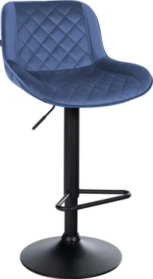 Produktbild von Barhocker KUHAR - Samt Blau 50x52x84 cm | Barstuhl Höhenverstellbar Mit Lehne Drehbar Tresenhocker Tresenstuhl Kneipenhocker Kneipenstuhl