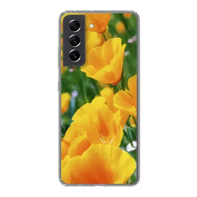 Produktbild von MuchoWow® Handyhülle Schutzhülle Hülle für Samsung Galaxy S21 FE Blumen - Garten - Orange Silikon Softcase Handy Hülle - Mobiltelefonhülle