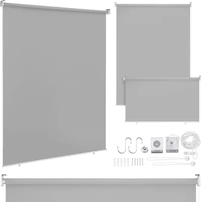 Produktbild von Faziango 2er Set Senkrechtmarkise 140x240 cm Balkonmarkise Hellgrau Sichtschutz Sonnenschutz UV beständig wasserdicht Balkon Terrasse