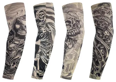 Imagen del producto de TRANKIELO® - Juego de 4 mangas de tatuajes para hombres y mujeres – Nylon, tatuajes temporales – Perfectos para Halloween y deportes