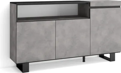 Image de COZY Buffet salon et cuisine, 150x35x87cm, 3 Portes, Ciment