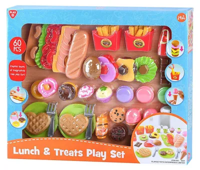 Immagine prodotto di Set di gioco giocattolo per pranzi e spuntini - 60 pezzi - set di giocattoli