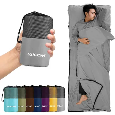 Produktbild von Hüttenschlafsack Ultraleicht Mikrofaser Silbergrau 220 x 90 cm