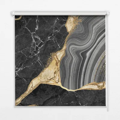 Produktbild von Seitenzug-Rollo Fensterrollo Jalousie - Thermo-Rollo Verdunkelungsrollo - 100x180 cm - Schwarzer Marmor
