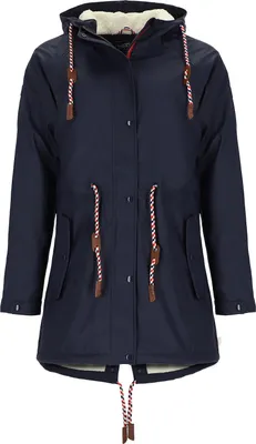 Produktbild von modAS Damen Regenmantel aus Polyurethan- Frauen Regenjacke gefüttert mit Teddy-Fleece Futter wasserdicht in Marine Größe 48 bis 50