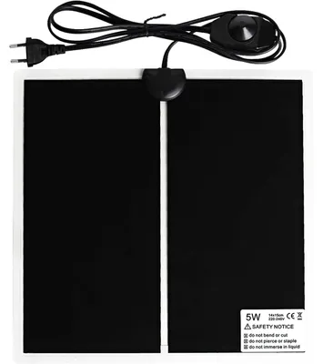 Image de Tapis chauffant terrarium - 5 W - 15 x 14 cm - Température réglable de 0 à 35 °C - Noir