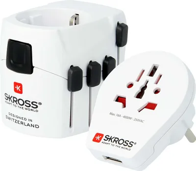 Immagine prodotto di Il potente adattatore da viaggio a 3 pin per i viaggiatori di tutto il mondo con porta USB.