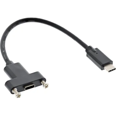 Produktbild von INLINE USB 3.1 Adapterkabel Stecker C auf Einbaubuchse C 0,2m schwarz