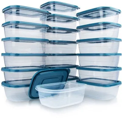 Produktbild von Rechteckige Plastikdosen mit Deckel, 20 Stück, 500ml, für Schule, Arbeit und Reise